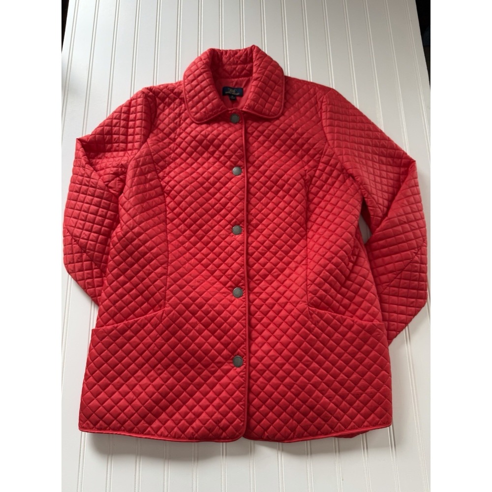 346 Brooks Brothers Women's Riding Jacket‎ Size 16 Red Quilted Puffer